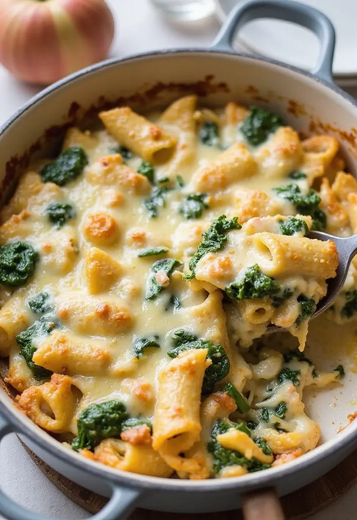29 Seafood Pasta Bake Recipes for Cozy Family Dinners 19 29 Seafood Pasta Bake Recipes for Cozy Family Dinners - 5. Cheesy Crab and Spinach Pasta Bake