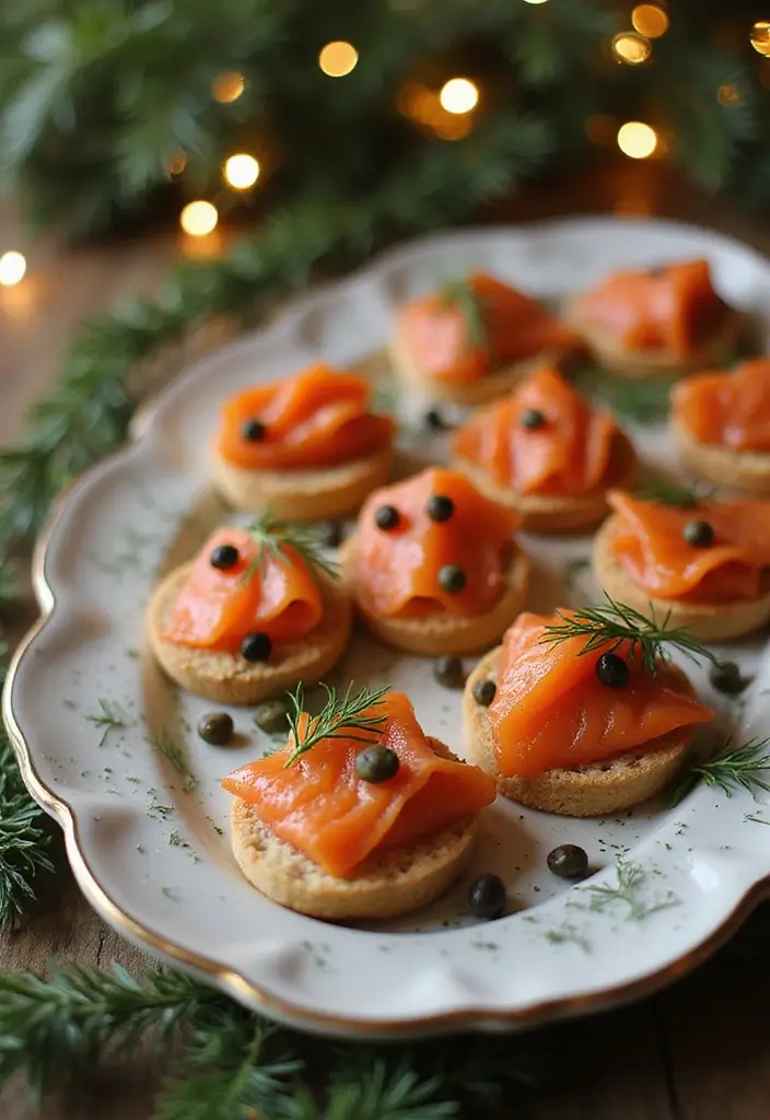 30+ Christmas Eve Seafood Recipes to Celebrate the Season - 11. Smoked Salmon Canapés