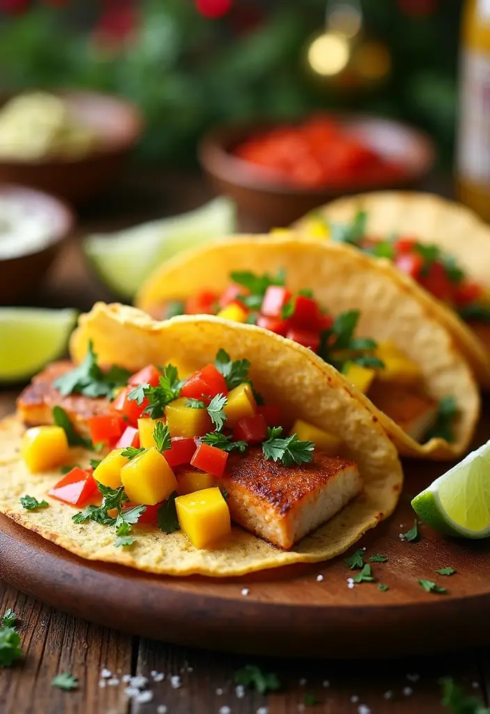 30+ Christmas Eve Seafood Recipes to Celebrate the Season - 27. Fish Tacos with Mango Salsa