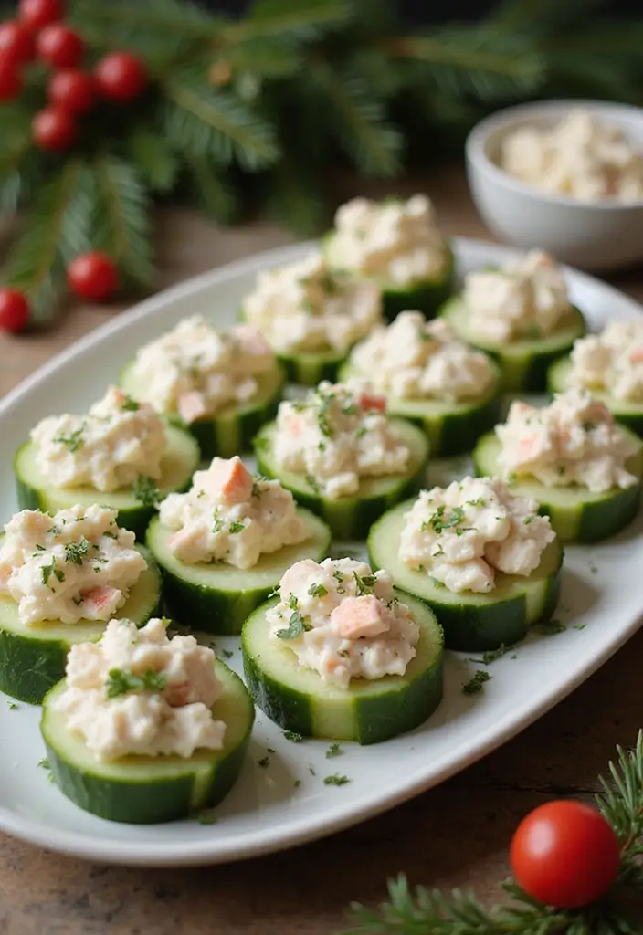 30+ Christmas Eve Seafood Recipes to Celebrate the Season - 29. Cucumber Cups with Crab Salad
