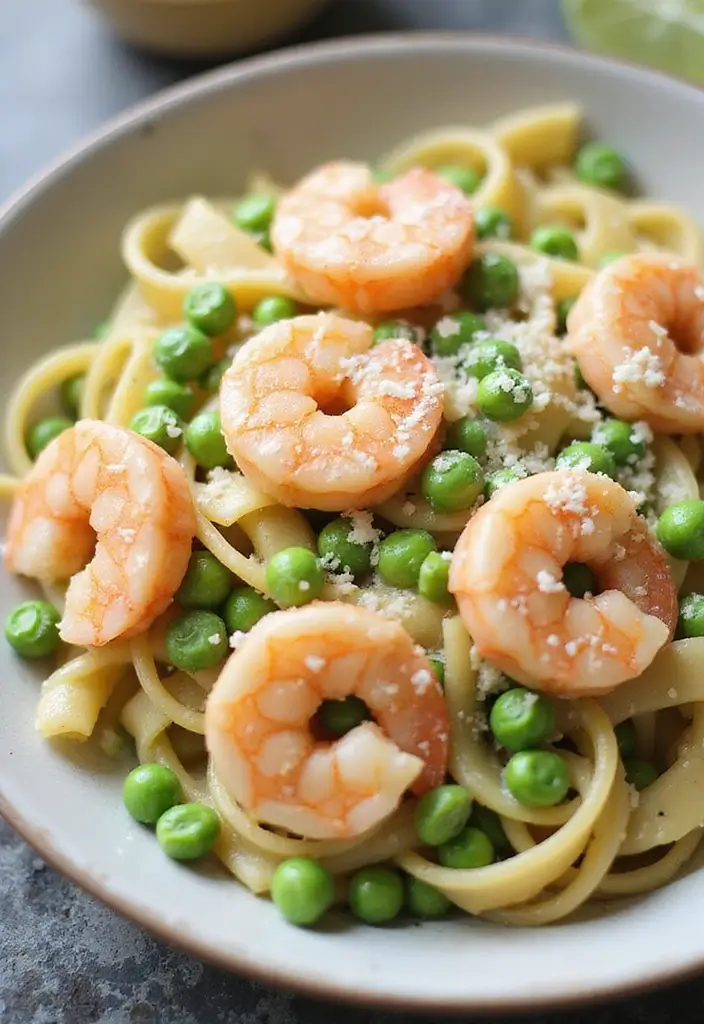 30+ Creamy Seafood Pasta Recipes You’ll Want to Make Tonight 106 30+ Creamy Seafood Pasta Recipes You’ll Want to Make Tonight - 18. Quick Creamy Shrimp and Pea Pasta