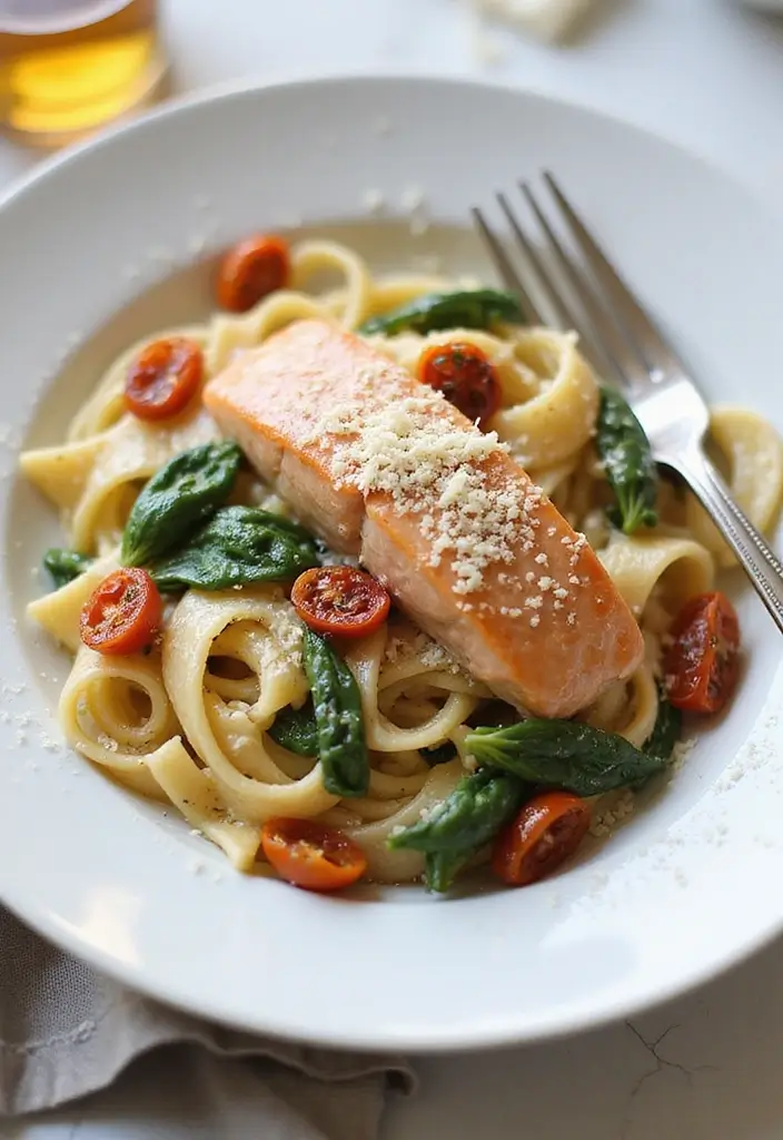 30+ Creamy Seafood Pasta Recipes You’ll Want to Make Tonight 8 30+ Creamy Seafood Pasta Recipes You’ll Want to Make Tonight - 2. Creamy Tuscan Salmon Pasta