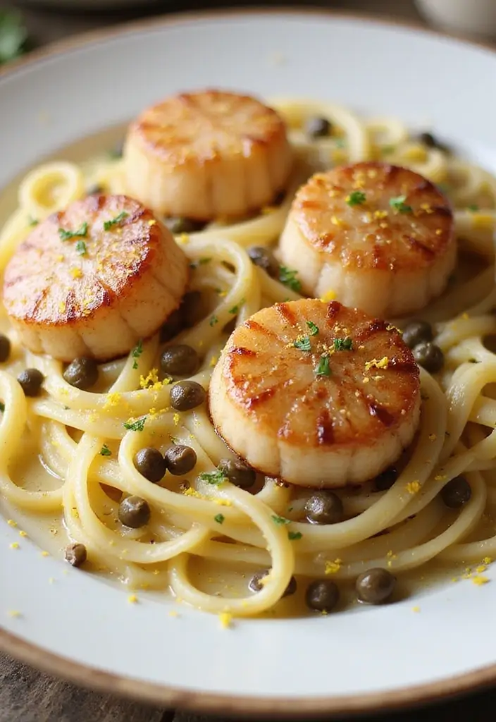 30+ Creamy Seafood Pasta Recipes You’ll Want to Make Tonight 169 30+ Creamy Seafood Pasta Recipes You’ll Want to Make Tonight - 27. Creamy Scallop Pasta with Lemon and Capers
