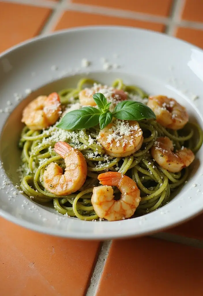 30+ Healthy Seafood Recipes for Every Day of the Week 26 30+ Healthy Seafood Recipes for Every Day of the Week - 6. Pesto Shrimp Pasta