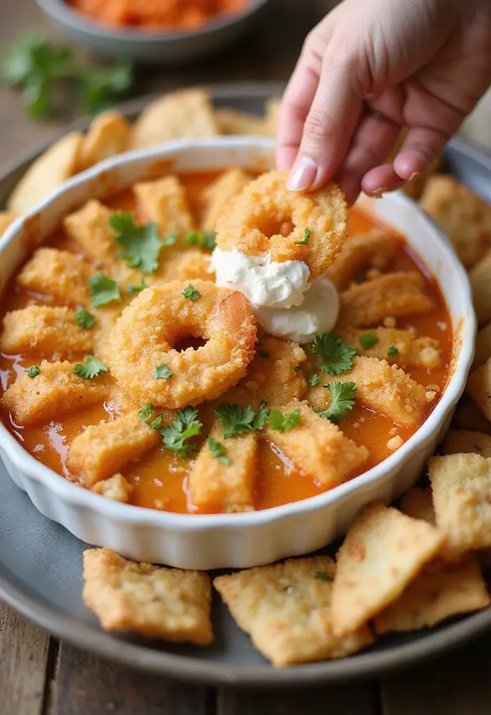 30+ Hot Seafood Dip Recipes for Parties and Game Nights 182 30+ Hot Seafood Dip Recipes for Parties and Game Nights - 28. Tempura Shrimp and Cream Cheese Dip