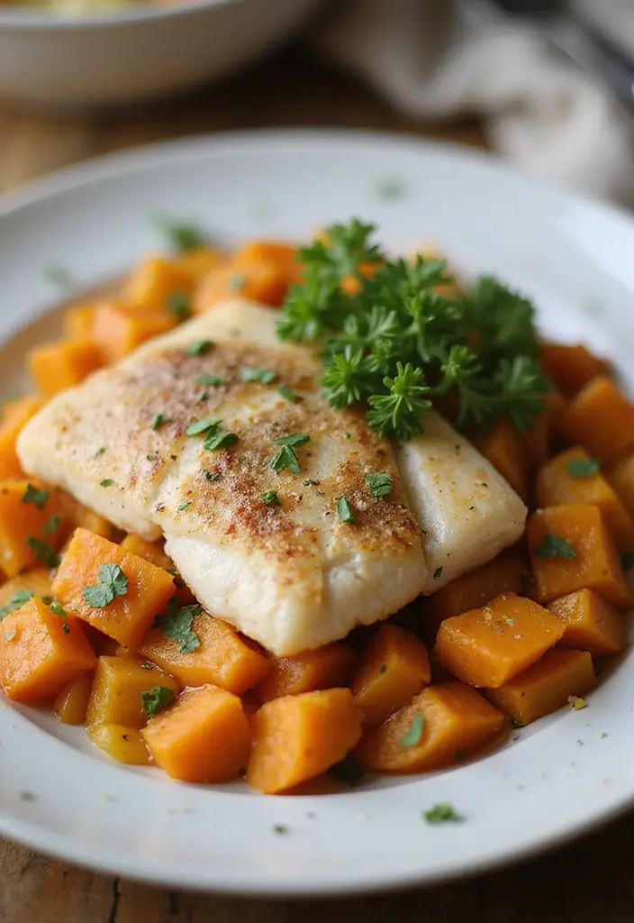 30+ Seafood Meal Prep Recipes for Busy Weeks 136 30+ Seafood Meal Prep Recipes for Busy Weeks - 22. Fish and Sweet Potato Bake