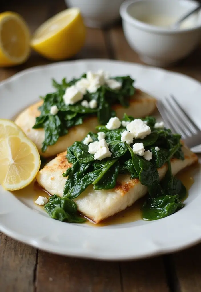30+ Seafood Meal Prep Recipes for Busy Weeks 29 30+ Seafood Meal Prep Recipes for Busy Weeks - 5. Baked Cod with Spinach and Feta