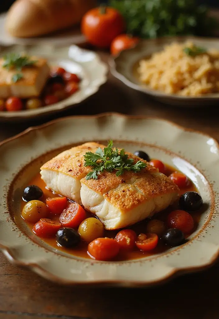 30+ Seafood Recipes for Thanksgiving Feasts 143 30+ Seafood Recipes for Thanksgiving Feasts - 23. Baked Cod with Tomatoes and Olives