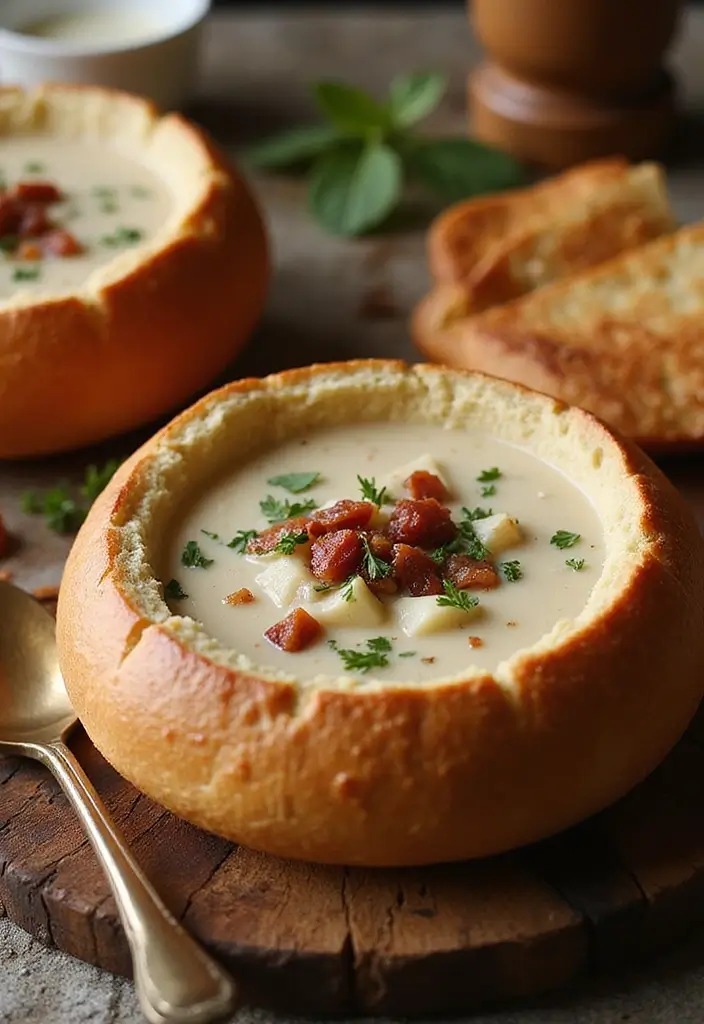 30+ Seafood Recipes for Thanksgiving Feasts 39 30+ Seafood Recipes for Thanksgiving Feasts - 7. Clam Chowder in Bread Bowls