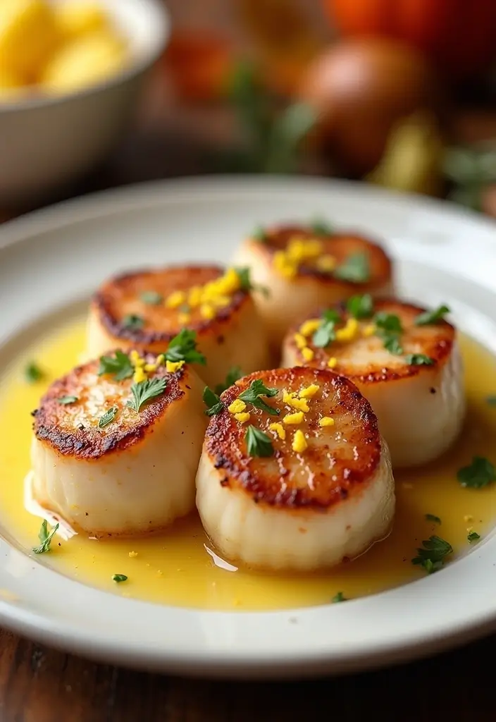 30+ Seafood Recipes for Thanksgiving Feasts 51 30+ Seafood Recipes for Thanksgiving Feasts - 9. Seared Scallops with Lemon Butter Sauce